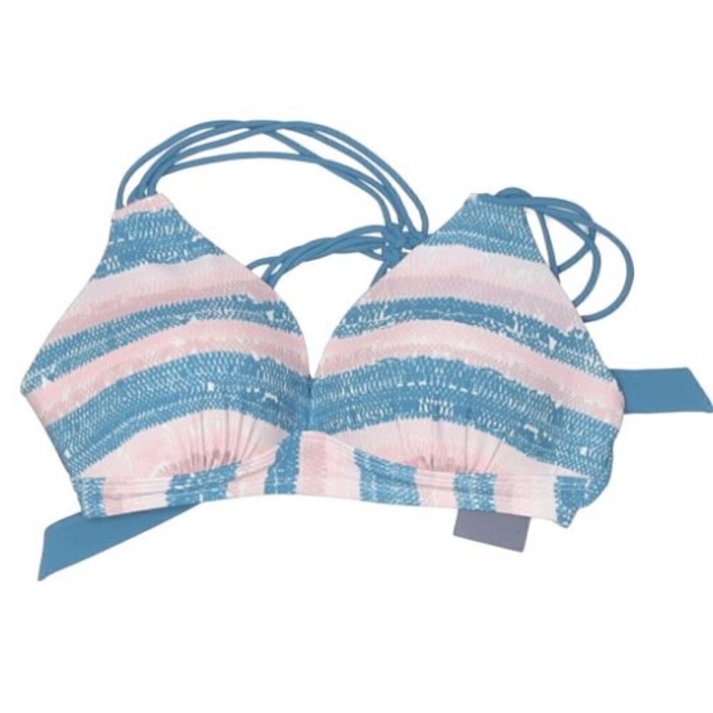 NEW Aqua Push Up Bikini Striped Triangle Top Med